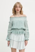 Блузка з домішкою шовку Guess AUDREY колір бірюзовий візерунок W5GH0S WE550