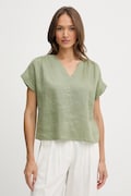 United Colors of Benetton bluză din in culoarea verde, uni, 5BMLDQ0BR