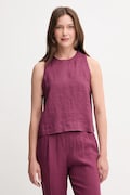 United Colors of Benetton maglietta di lino donna colore violetto 5BMLDQ0BU