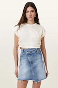 AllSaints bluza MIRA SATIN femei, culoarea alb, neted, W054JC