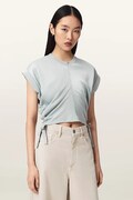 AllSaints bluzka damska MIRA SATIN niebieska gładka W054JC