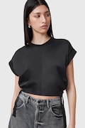 AllSaints bluza MIRA SATIN femei, culoarea negru, neted, W054JC