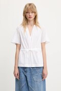 Samsoe Samsoe bluză din bumbac Satoma culoarea alb, uni, F25100007