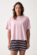 Tommy Hilfiger piżama dwuczęściowa damska bawełniana różowa UW0UW05760