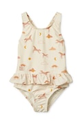 Суцільний дитячий купальник Liewood Amara Printed Swimsuit колір бежевий LW19983