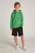 Calvin Klein Jeans hanorac de bumbac pentru copii 0 culoarea verde, cu glugă, cu imprimeu, IU0IU00266