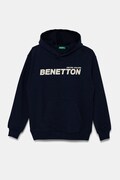 Дитяча бавовняна кофта United Colors of Benetton колір синій з капюшоном з принтом 3UNIC204R