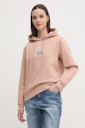Mikina Calvin Klein Jeans dámská, oranžová barva, s kapucí, s potiskem, J20J224721