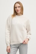 Calvin Klein Jeans hanorac de bumbac femei, culoarea bej, cu imprimeu, J20J224724