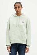 Tommy Jeans bluza bawełniana damska kolor zielony z kapturem z aplikacją DW0DW19414
