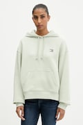 Βαμβακερή μπλούζα Tommy Jeans γυναικεία, χρώμα: ροζ, με κουκούλα, DW0DW19414