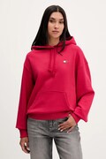 Бавовняна кофта Tommy Jeans колір рожевий з капюшоном з аплікацією DW0DW19414