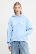 Βαμβακερή μπλούζα Tommy Jeans γυναικεία, χρώμα: ροζ, με κουκούλα, DW0DW19414