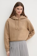 Кофта Tommy Hilfiger жіноча колір коричневий з капюшоном однотонна WW0WW44991