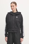 Pulover adidas Essentials ženski, črna barva, s kapuco, JE0052