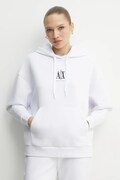 Кофта Armani Exchange жіноча колір білий з капюшоном з аплікацією XW000823 AF10818