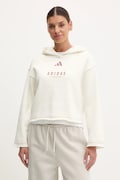 Mikina adidas ALL SZN Graphic dámská, béžová barva, s kapucí, s potiskem, JJ4517