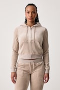 Juicy Couture bluza rozpinana z kapturem damska bawełniana ROBERTSON CLASS zielona JCAP176