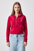 Juicy Couture jopica s kapuco ženska velur MADISON HOODIE rdeča JCWA122001