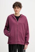 Памучен суичър United Colors of Benetton в розово с качулка с изчистен дизайн 3UNID500R