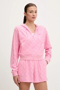 Guess bluza PEONY damska kolor różowy z kapturem wzorzysta V5GQ00 KCT02