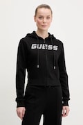 Bavlnená mikina Guess PRIMULA dámska, čierna farba, s kapucňou, s nášivkou, V5GQ10 KCRP0