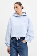 Βαμβακερή μπλούζα Tommy Jeans γυναικεία, χρώμα: μπλε, με κουκούλα, DW0DW20314