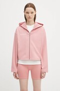 Кофта Pangaia DNA Double Jersey Zip Up Hoodie колір рожевий з капюшоном однотонна 10002361