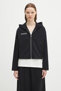 Кофта Pangaia DNA Double Jersey Zip Up Hoodie колір чорний з капюшоном однотонна 10002361