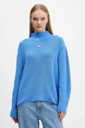 Tommy Jeans sweter bawełniany damski kolor niebieski z półgolfem DW0DW21676