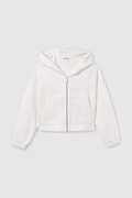 Дитяча кофта Mayoral колір білий з капюшоном однотонна 6408