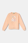 United Colors of Benetton bluza bawełniana dziecięca kolor pomarańczowy z nadrukiem 3J68C10MX
