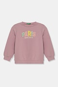 United Colors of Benetton bluza bawełniana dziecięca kolor różowy z aplikacją 3J68G10J0