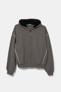 Дитяча бавовняна кофта United Colors of Benetton колір сірий з капюшоном однотонна 3UNIC504T