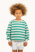 Detská bavlnená mikina Tinycottons STRIPES SWEATSHIRT zelená farba, vzorovaná, SS25-125