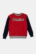 United Colors of Benetton bluza bawełniana dziecięca kolor czerwony z kapturem z nadrukiem 3J68C10N2