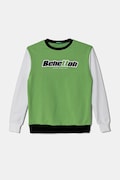 United Colors of Benetton bluza bawełniana dziecięca kolor zielony z kapturem z nadrukiem 3J68C10N2