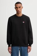 Tommy Jeans felpa in cotone uomo colore nero con applicazione DM0DM20660