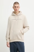 Кофта Tommy Jeans колір бежевий з капюшоном з принтом DM0DM20746