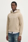 Tommy Hilfiger bluza barbati, culoarea bej, cu glugă, cu imprimeu, MW0MW37455