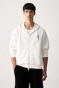 Armani Exchange mikina na zips s kapucňou pánska s bavlnou biela XM000371 AF10818