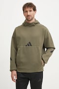 Mikina adidas Z.N.E. pánska, zelená farba, s kapucňou, s potlačou, JD5321
