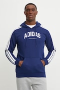adidas bluza Collegiate barbati, culoarea albastru marin, cu glugă, cu imprimeu, JV6502