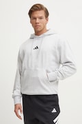 Mikina adidas Feelcozy pánska, šedá farba, s kapucňou, melanžová, JE3803