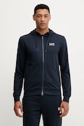 Bavlněná mikina EA7 Emporio Armani pánská, černá barva, s kapucí, s potiskem, AF13512.7M000568