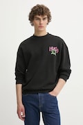 Bavlnená mikina Hugo Blue čierna farba, s potlačou, 50539702