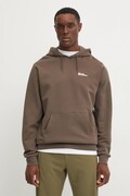 Бавовняна кофта Jack Wolfskin Essential чоловіча колір коричневий з капюшоном з принтом A63872