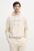 Calvin Klein hanorac de bumbac barbati, culoarea bej, cu glugă, cu imprimeu, K10K114257