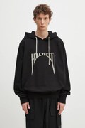 Rick Owens cotton sweatshirt Oversized men's black color hooded with a print DU01E3262.FEP2P