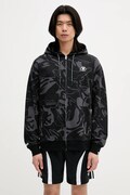 Mikina AAPE Now Zip Up čierna farba, s kapucňou, vzorovaná, AAPSWMB326XXN